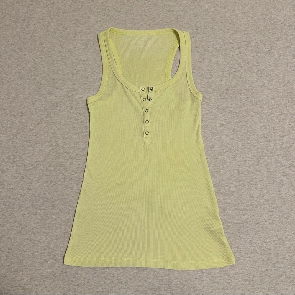 Aerie Soft Lemon Buttoned Tank Top